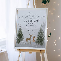 Winter Boho Woodland Baby Shower Poster Sign