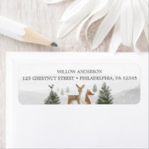 Winter Boho Woodland Baby Shower Return Address Label