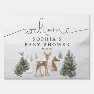 Winter Boho Woodland Baby Shower Yard Sign