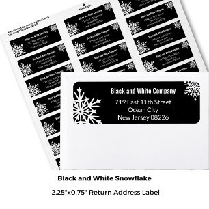 Winter Bold Black & White Snowflake Return Address Label