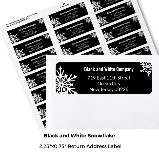 Winter Bold Black & White Snowflake Return Address Label (Creator Uploaded)