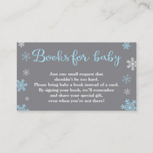 Winter Book Request Baby Shower Blue Card Insert
