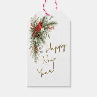 Winter Botanica Cardinal Happy New Year Gift Tags