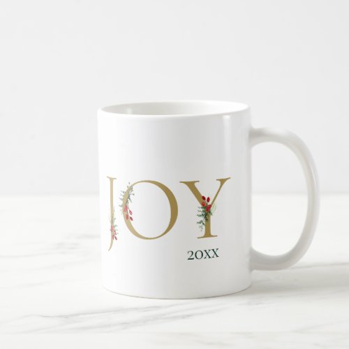 Winter Botanical Adorned Joy Mug