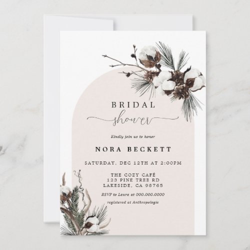 Winter Botanical Arch Bridal Shower Invitation