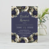 Winter Botanical Blue | Winter White Bridal Shower Invitation (Standing Front)