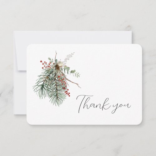 Winter Botanical Bouquet  Thank You Card