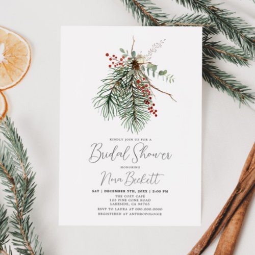 Winter Botanical Bridal Shower Invitation