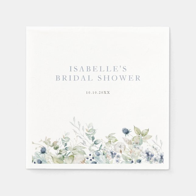 Winter Botanical Bridal Shower Napkins (Front)