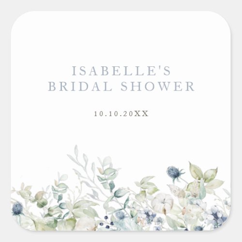 Winter Botanical Bridal Shower Square Sticker