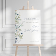Winter Botanical Bridal Shower Welcome Sign