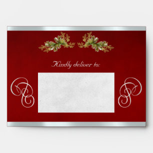 Winter Botanical & Calligraphy - Red/Silver Envelope