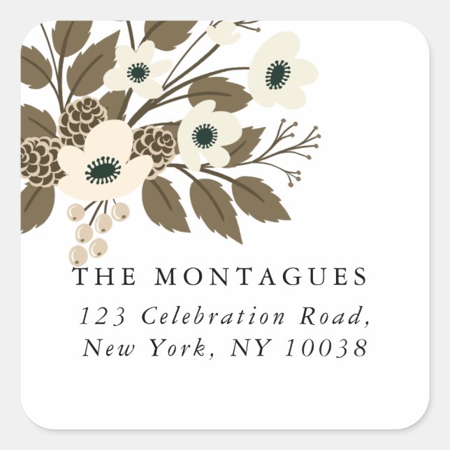 Winter Botanical Christmas Greenery  Square Sticker (Front)