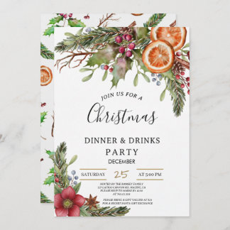 Winter Botanical Christmas Invite | Rustic Dinner