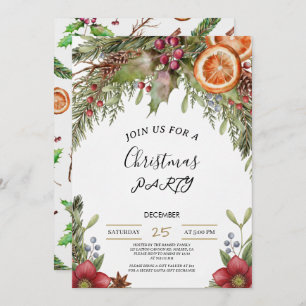 Winter Botanical Christmas Invite Rustic Dinner