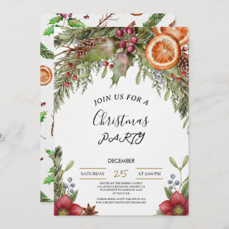 Winter Botanical Christmas Invite | Rustic Dinner
