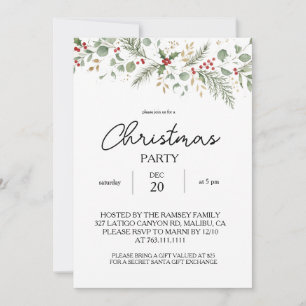 Winter Botanical Christmas Party Invitation