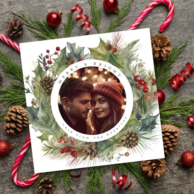 Winter Botanical christmas photo Holiday Card (Creator Uploaded)