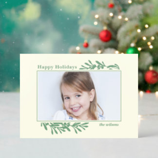 Winter Botanical Christmas Photo Holiday Letterpress Photo Cards