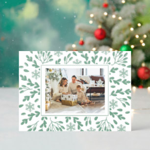 Winter Botanical Elegant Christmas Letterpress Photo Cards