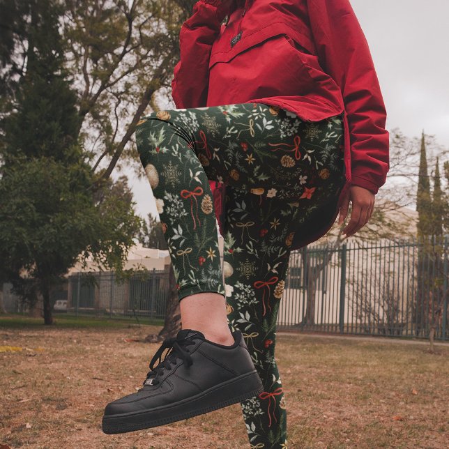 Winter Botanical Festive Christmas Leggings (Creator Uploaded)