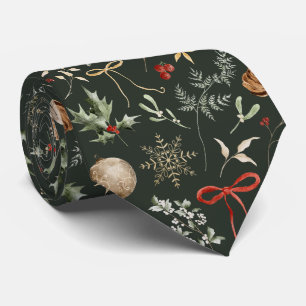 Winter Botanical Festive Christmas Neck Tie