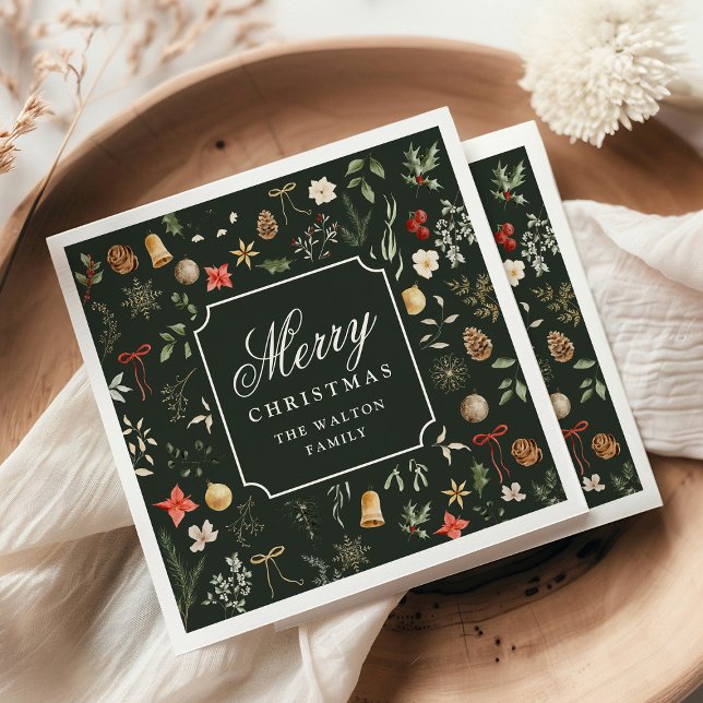 Winter Botanical Festive Christmas Party Napkins (Creator Uploaded)