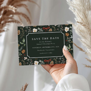 Winter Botanical Festive Christmas Save The Date Holiday Postcard