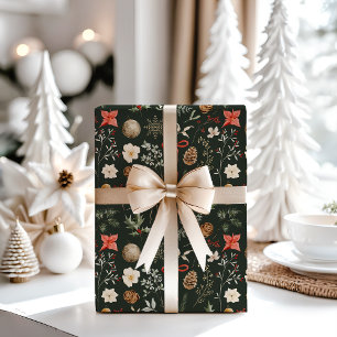 Winter Botanical Festive Christmas Wrapping Paper Sheets