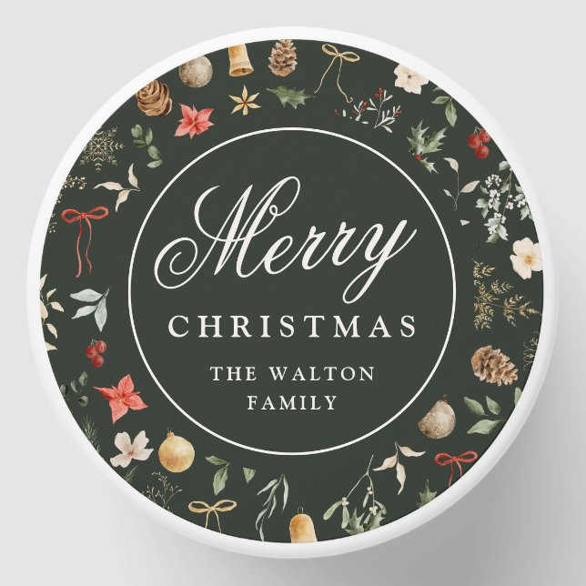 Winter Botanical Festive Merry Christmas Mini Candle Favors (Front)