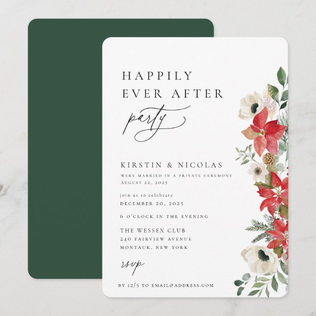 Winter Botanical Floral Happily Ever After Party Invitation (Front/Back)