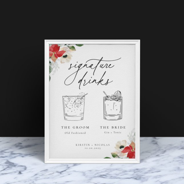 Winter Botanical Floral Minimalist Signature Drink Poster (Creator Uploaded)