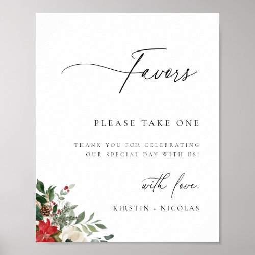 Winter Botanical Floral Wedding Favor Poster