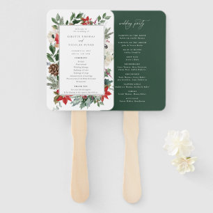 Winter Botanical Floral Wedding Hand Fan