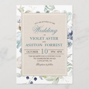 Winter Botanical Floral Wedding Invitation