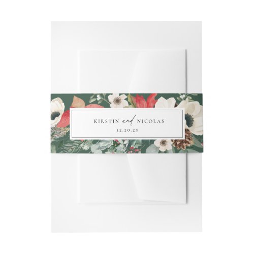 Winter Botanical Floral Wedding Invitation Belly Band