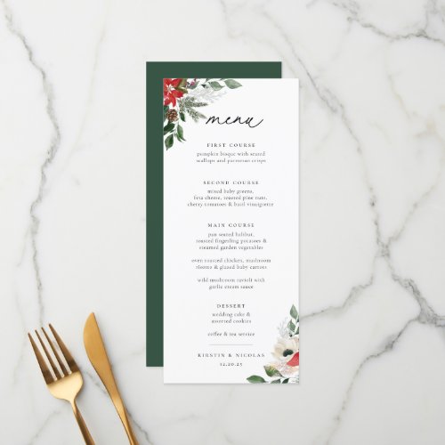 Winter Botanical Floral Wedding Menu