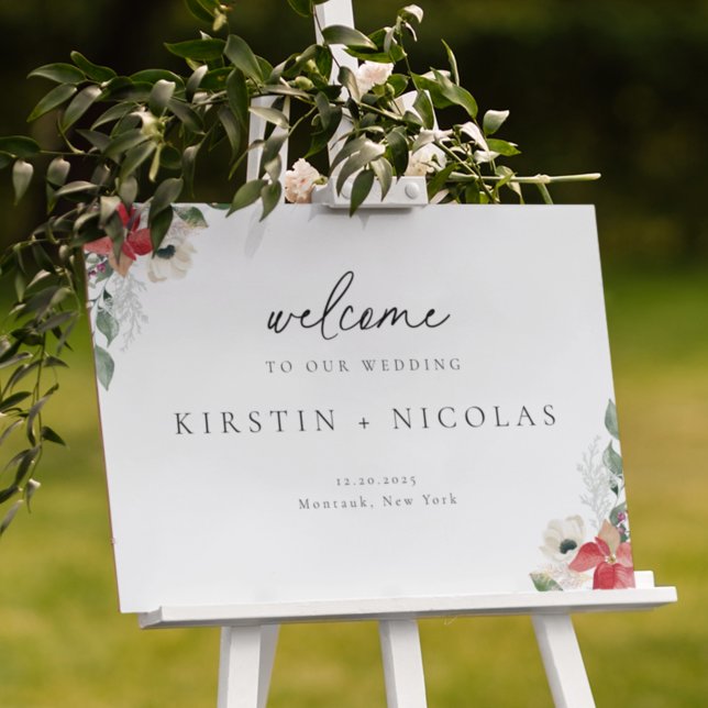Winter Botanical Floral Wedding Welcome Foam Board (Creator Uploaded)