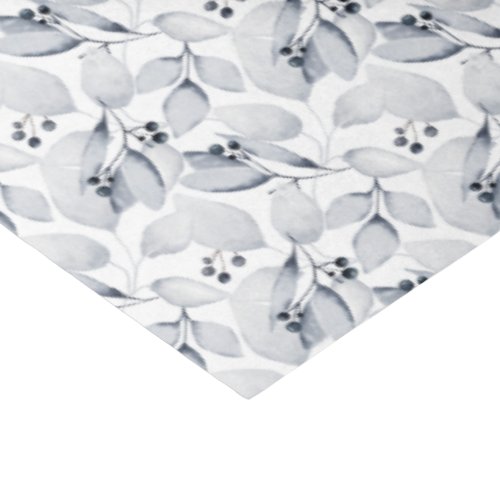 Winter Botanical Gray Leaves Christmas Tissue Paper