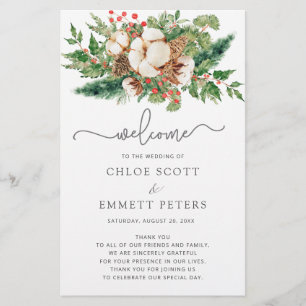 Winter Botanical Greenery Wedding Ceremony Program