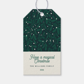 Winter Botanical Mistletoe Green Christmas Custom Gift Tags