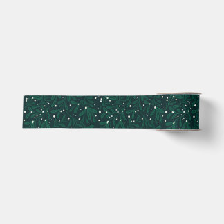 Winter Botanical Mistletoe Green Christmas Grosgrain Ribbon