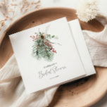 Winter Botanical Napkins<br><div class="desc">Minimalist rustic winter bouquet napkins with pine leaves and red Christmas berries.</div>