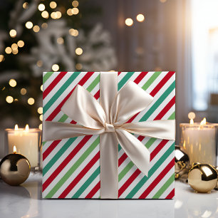 Winter Botanical Stripes Polka Dot Christmas Wrapping Paper Sheets