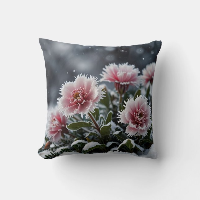Winter Botanical Throw Pillow (Front)