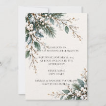 Winter Botanical Wedding Invitation