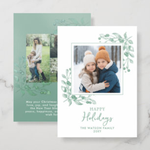 Winter Botanicals Christmas 4 photos Holiday Letterpress Photo Cards
