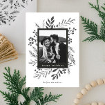 Winter Botanicals Christmas Photo Black and White Holiday Card<br><div class="desc">This completely customizable 1- photo holiday card features elegant hand-painted watercolor wintery botanicals that beautifully frame your photo. Comes with a matching pattern on the back and room to write a personalized message. Want to customize even more? Click on the “Edit using Design Tool.” This design is part of a...</div>