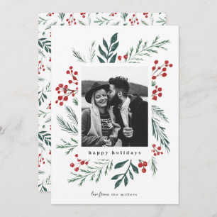 Winter Botanicals Christmas Photo Classic Colors Holiday Card
