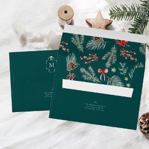 Winter Botanicals Coquette Bow Christmas Envelope